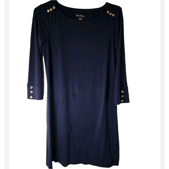 Lilly Pulitzer Sophie Dress Navy Blue Medium Perfect Summer Classic - Picture 1 of 6